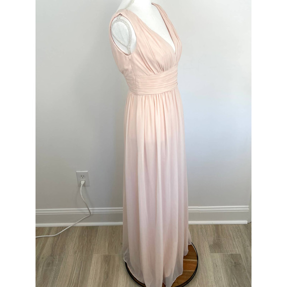 Bill Levkoff Shell Pink Chiffon Sleeveless A Line Dress Style 7140 Size 6 New - Picture 9 of 16